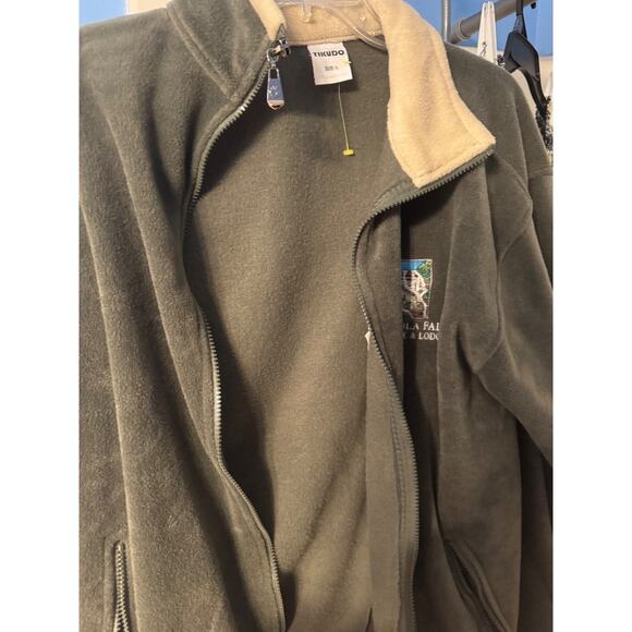 Full Zip Fleece Jacket Olive Green L Tikudo Micola Falls State Park & Lodge - Picture 2 of 3